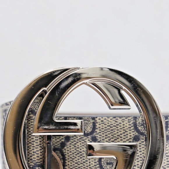 GUCCI Blue & Beige GG Marmont Belt 411924 Size 90/36 US - Picture 2 of 16